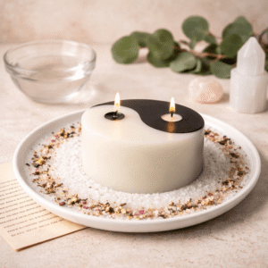 ☯️ Vela Yin Yang con Oración – Equilibrio, Armonía y Unión de Energías