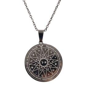 Collar / Colgante Sello de Salomón Sabiduría en Acero – 25 mm | Cadena 42 + 5 cm